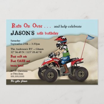 Red And Black Atv Kid Invitation by MissNNick at Zazzle