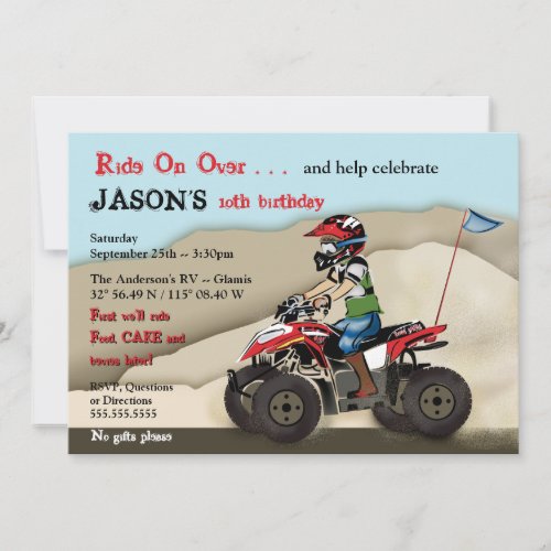 Red and Black ATV Kid Invitation