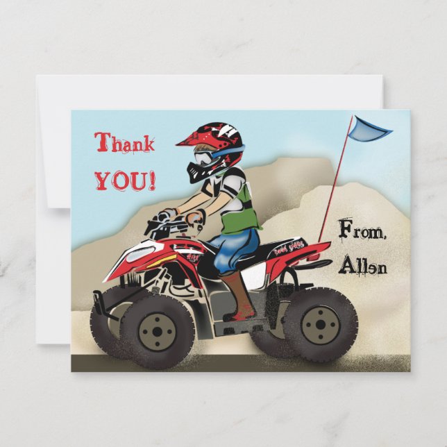 Red and Black ATV Kid Note Card (Front)