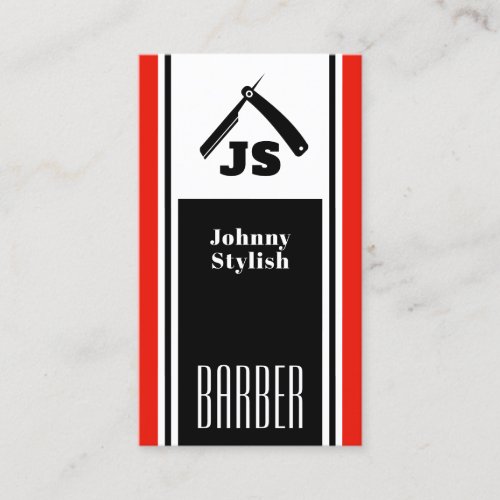 Red and black barber  business card