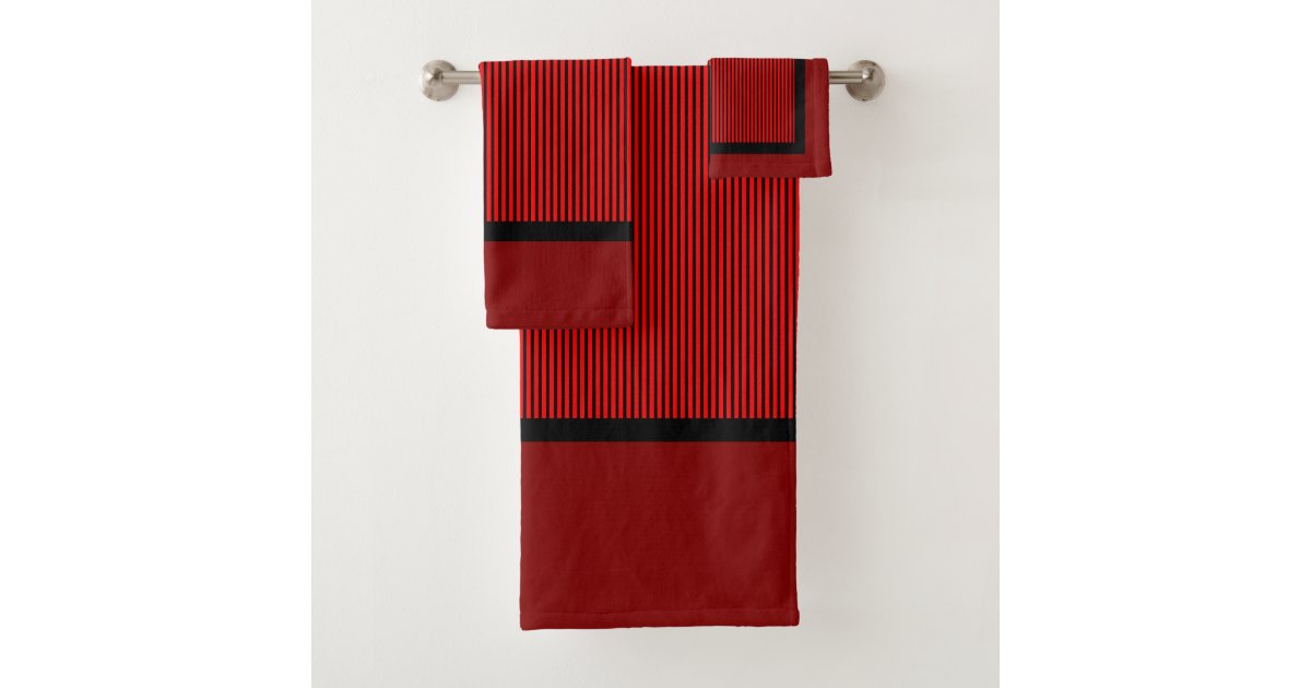 Red And Black Bath Towel Set Zazzle