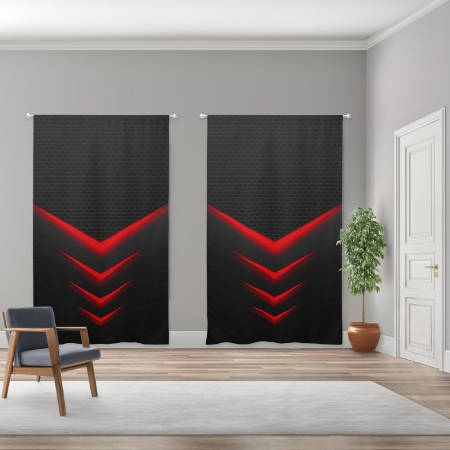 Red and Black Blackout Curtains (Wide)