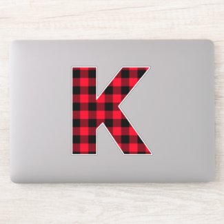 Red and Black Block Letter Monogram Sticker