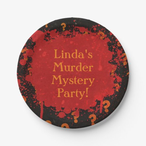 Red and Black Bloody Murder Mystery Party Paper Plates