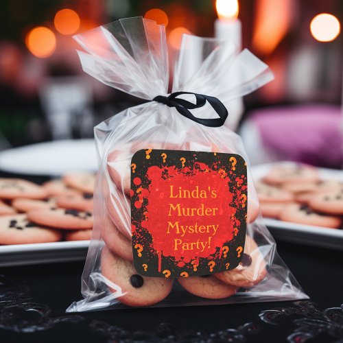 Red and Black Bloody Murder Mystery Party Sticker