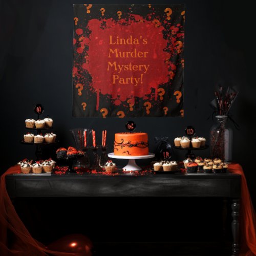 Red and Black Bloody Murder Mystery Party Tapestry