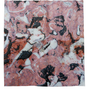 Red and Black Brecciated Marble Stone Texture with Shower Curtain