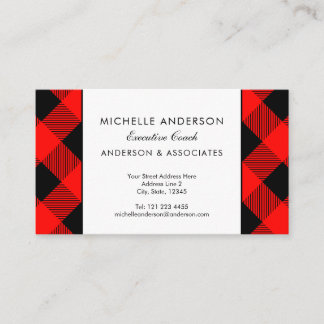 Red and Black buffalo Check Business Consultant Business Card