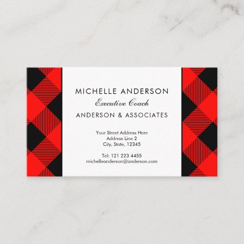 Red and Black buffalo Check Business Consultant Business Card