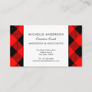 Red and Black buffalo Check Business Consultant Card