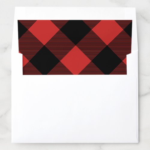 Red and Black Buffalo Check Christmas Holiday Envelope Liner