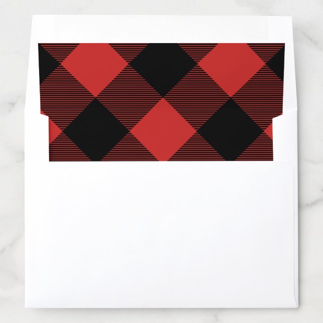 Red and Black Buffalo Check Christmas Holiday Envelope Liner (In Envelope)