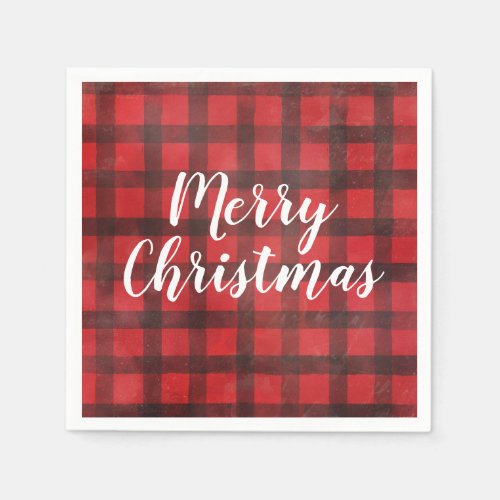 Red and Black Buffalo Check Christmas Napkins