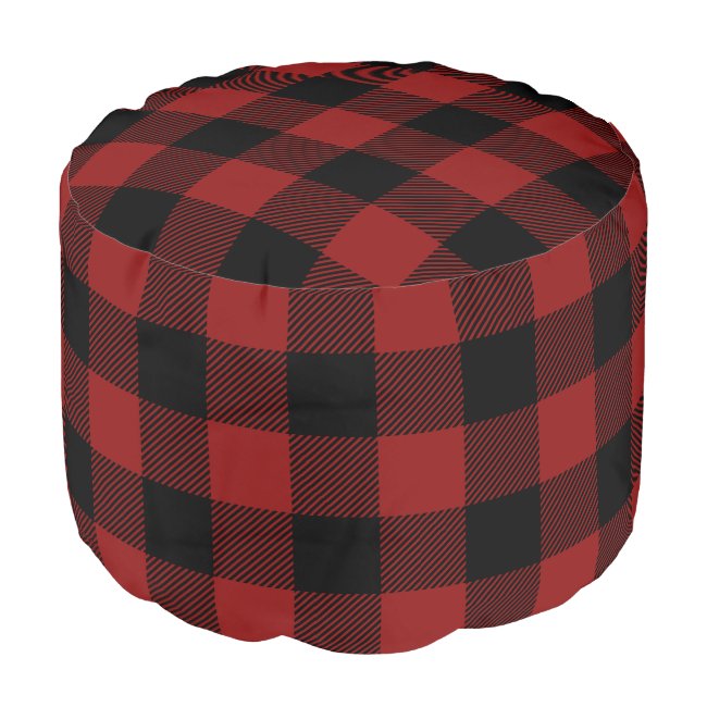 Red and Black Buffalo Check | Editable Colors Pouf