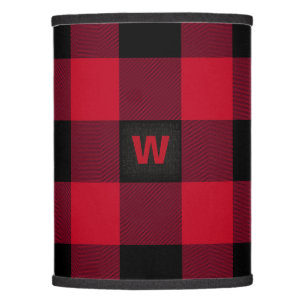 Red and Black Buffalo Check Monogram Lamp Shade