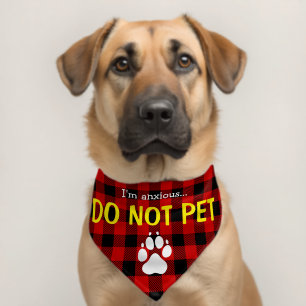 Red and Black Buffalo Check Patten Dog Do Not Pet Bandana Collar