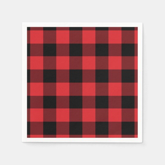 Red and Black Buffalo Check Pattern Paper Napkin | Zazzle.com