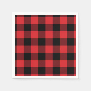 Red and Black Buffalo Check Pattern Paper Napkins