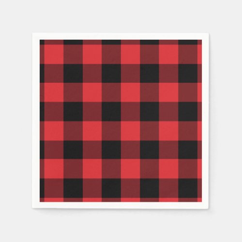 Red and Black Buffalo Check Pattern Paper Napkins