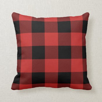 Red And Black Buffalo Check Pillow by Whimzy_Designs at Zazzle