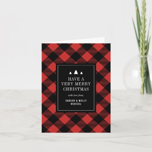 Red and Black Buffalo Check Plaid Winter Holiday Card