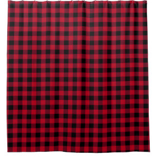 Red and Black Buffalo Check Shower Curtain
