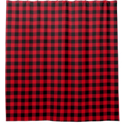 Red and Black Buffalo Check Shower Curtain