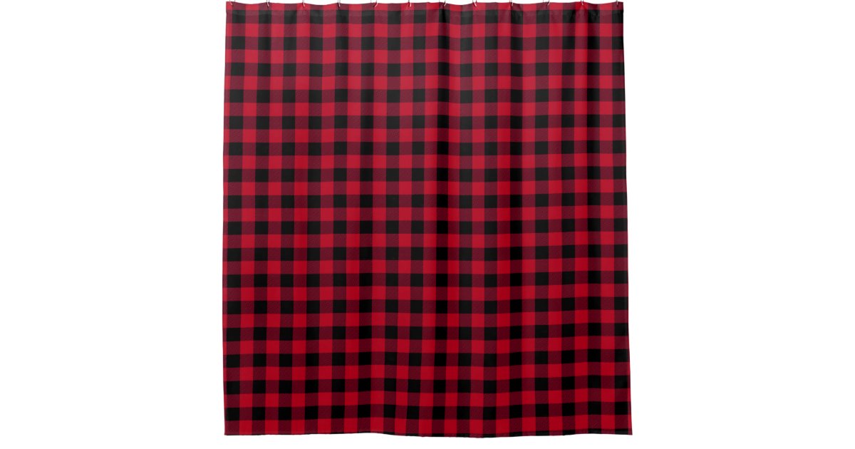 Red and Black Buffalo Check Shower Curtain Zazzle