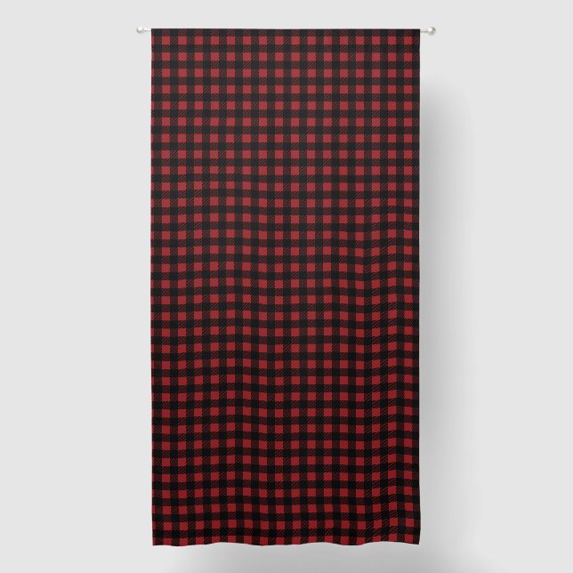 Red and Black Buffalo Checked Plaid Blackout Curtains (Front)