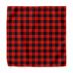 Red And Black Buffalo Lumberjack Checks Pattern Bandana
