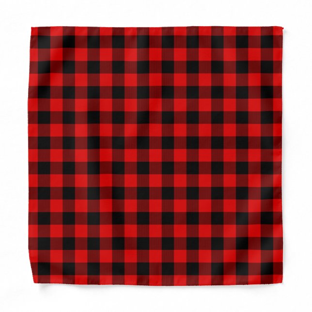Red And Black Buffalo Lumberjack Checks Pattern Bandana (Front)