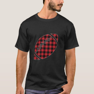 Red And Black Buffalo Plaid American Football Chri T-Shirt