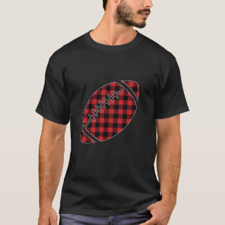 Red And Black Buffalo Plaid American Football Chri T-Shirt