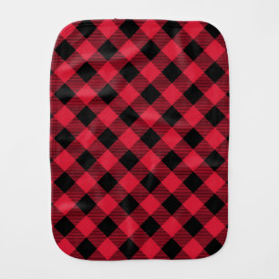 Red and Black Buffalo Plaid Baby Burp Cloth