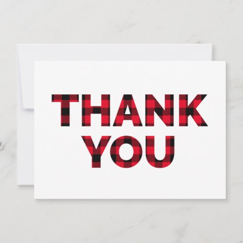 Red and Black Buffalo Plaid Bold Text Thank You Card