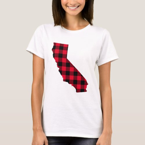 Red and Black Buffalo Plaid California T_Shirt