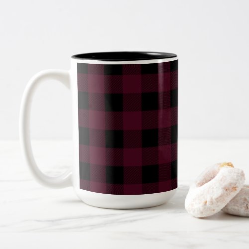 Red and Black Buffalo Plaid  Choose Your Style Two_Tone Coffee Mug