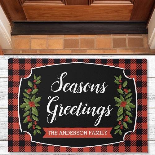 Red And Black Buffalo Plaid Christmas Doormat