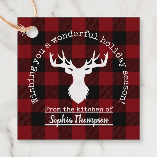 Red and Black Buffalo Plaid Christmas Homemade Favor Tags