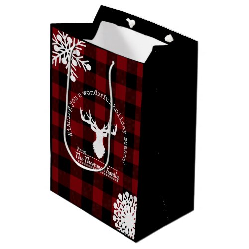 Red and Black Buffalo Plaid Christmas Medium Gift Bag