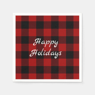 red and black buffalo plaid Christmas Napkins