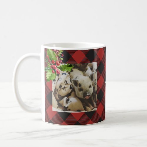 Red and Black Buffalo Plaid  Christmas Photo Coffee Mug