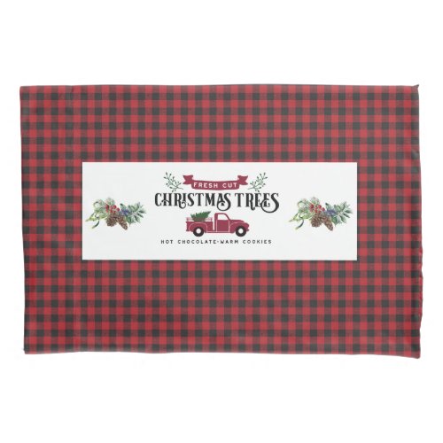 Red And Black Buffalo Plaid _ Christmas Trees Pill Pillow Case