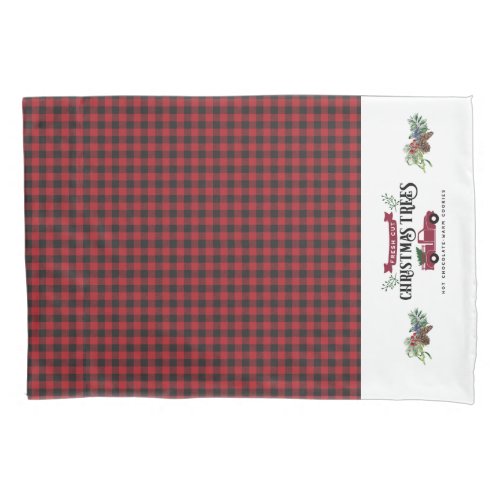 Red And Black Buffalo Plaid _ Christmas Trees Pillow Case