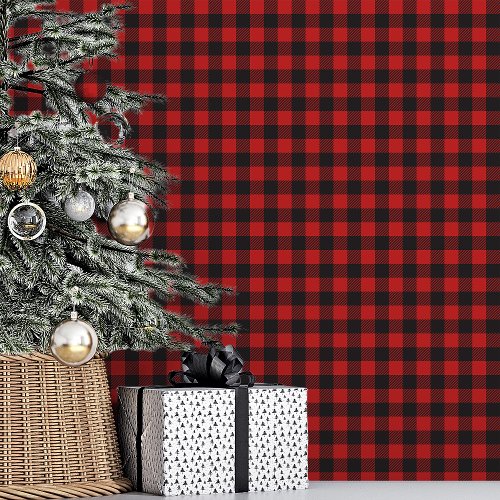 Red and Black Buffalo Plaid Christmas Wallpaper