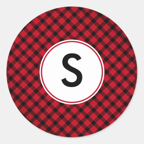 Red And Black Buffalo Plaid Classic Round Sticker