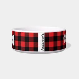 Red And Black Buffalo Plaid Custom Dog Food Bowl | Zazzle