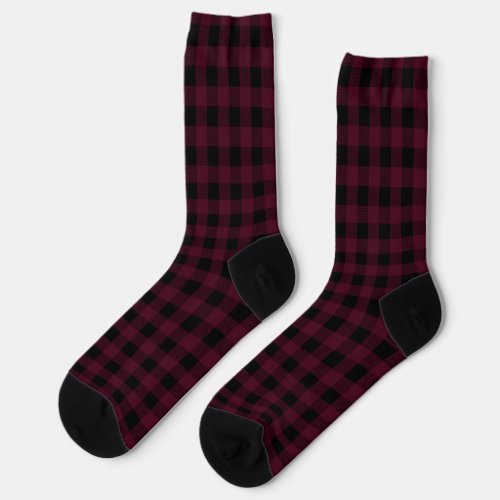 Red and Black Buffalo Plaid Cute Socks