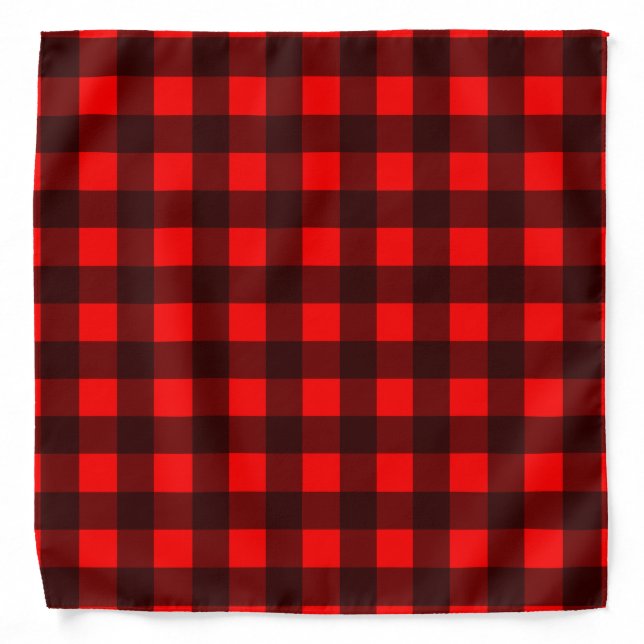 Red and Black Buffalo Plaid Dog Bandana (Front)