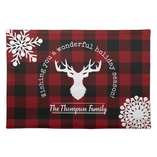 Red and Black Buffalo Plaid Family Christmas Party Cloth Placemat